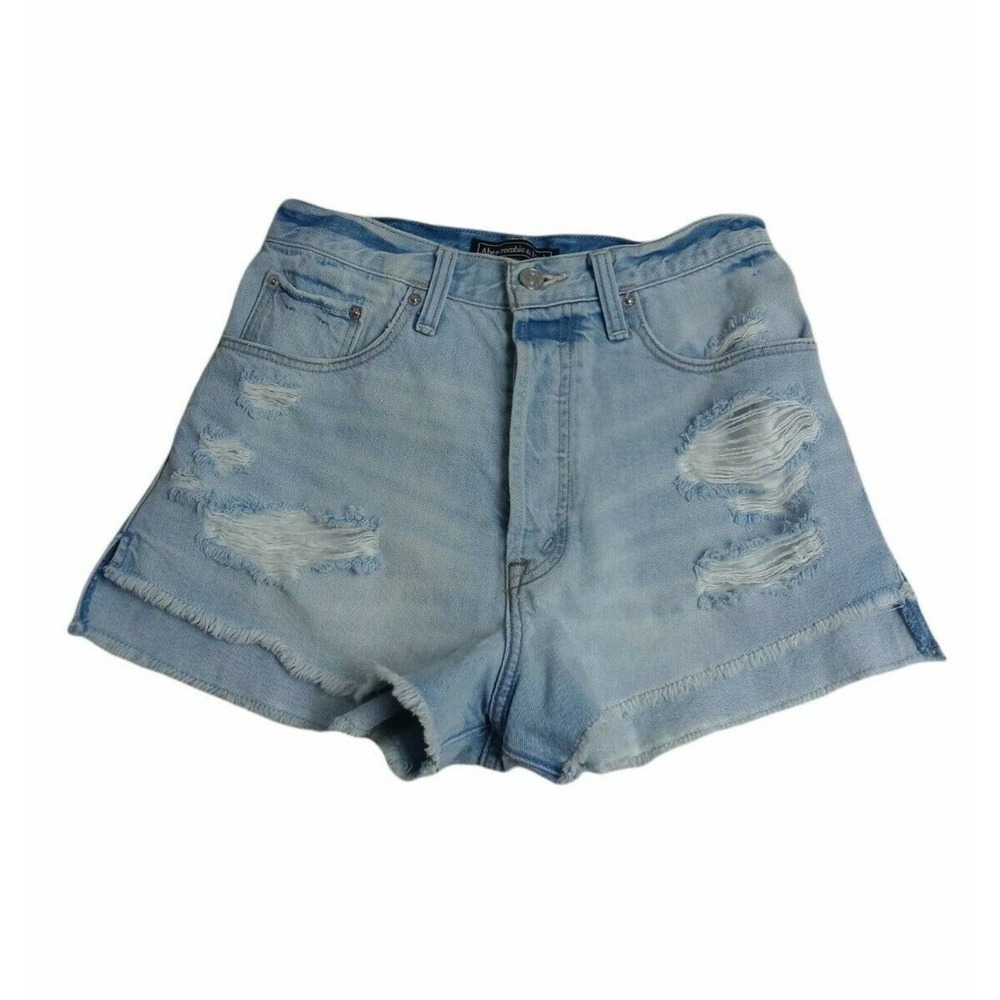 Abercrombie & Fitch High Rise Shorts Women's Size 2 Light Wash Denim Distressed